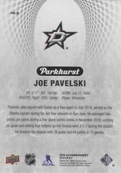 2019-20 Parkhurst - Parkies #PK-5 Joe Pavelski Back