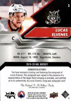 2019-20 Upper Deck AHL - Base Autographs #3 Lucas Elvenes Back