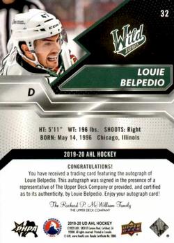 2019-20 Upper Deck AHL - Base Autographs #32 Louie Belpedio Back