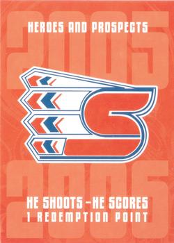 2005-06 In The Game Heroes and Prospects - He Shoots-He Scores Redemption Points #NNO Spokane Chiefs Front