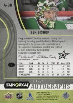 2019-20 Upper Deck Synergy - Autographs #A-BB Ben Bishop Back