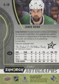 2019-20 Upper Deck Synergy - Autographs #A-JB Jamie Benn Back