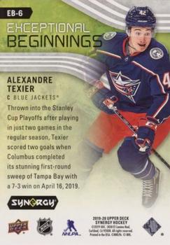 2019-20 Upper Deck Synergy - Exceptional Beginnings #EB-6 Alexandre Texier Back