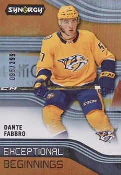 2019-20 Upper Deck Synergy - Exceptional Beginnings Orange #EB-8 Dante Fabbro Front