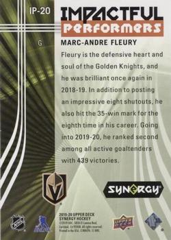 2019-20 Upper Deck Synergy - Impactful Performers #IP-20 Marc-Andre Fleury Back