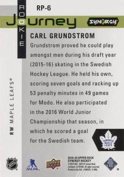 2019-20 Upper Deck Synergy - Rookie NHL Journey - Draft Day #RP-6 Carl Grundstrom Back