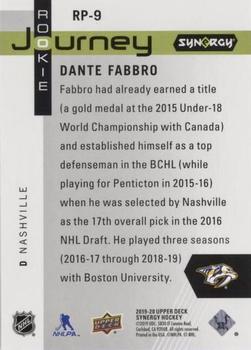 2019-20 Upper Deck Synergy - Rookie NHL Journey - Draft Day #RP-9 Dante Fabbro Back