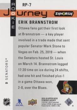 2019-20 Upper Deck Synergy - Rookie NHL Journey - Home Jersey #RP-7 Erik Brannstrom Back