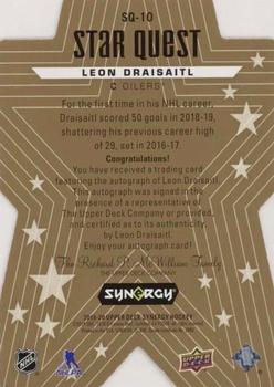 2019-20 Upper Deck Synergy - Star Quest Die Cut Autographs #SQ-10 Leon Draisaitl Back