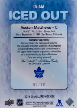 2019-20 Upper Deck Allure - Iced Out Purple Diamond Autographs #IO-AM Auston Matthews Back