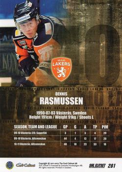 2011-12 SHL Elitset - Limited Edition Parallel #281 Dennis Rasmussen Back