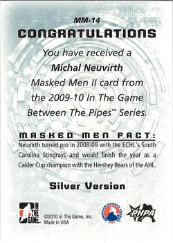 2015-16 In The Game Final Vault - 2009-10 In The Game Between The Pipes Masked Men II Silver (Silver Vault Stamp) #MM-14 Michal Neuvirth Back
