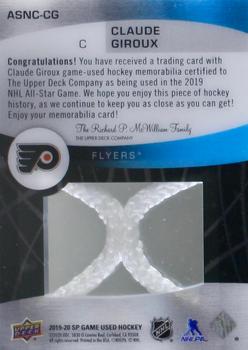 2019-20 SP Game Used - 2019 NHL All-Star Game Material Net Cord #ASNC-CG Claude Giroux Back