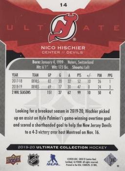 2019-20 Upper Deck Ultimate Collection #14 Nico Hischier Back