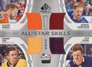 2019-20 SP Game Used - 2019 NHL All-Star Skills Fabric Quads #AS4-CAP Claude Giroux / Gabriel Landeskog / Roman Josi / Jack Eichel Front