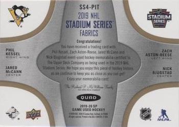 2019-20 SP Game Used - 2019 NHL Stadium Series Fabrics Quad Patches #SS4-PIT Phil Kessel / Zach Aston-Reese / Jared McCann / Nick Bjugstad Back