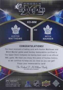 2019-20 SPx - Double XL Duos Materials Patch #XD-MM Auston Matthews / Mitch Marner Back