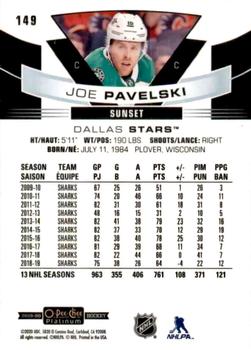 2019-20 O-Pee-Chee Platinum - Sunset #149 Joe Pavelski Back