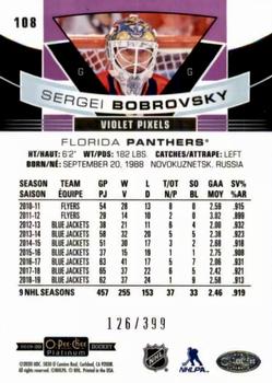 2019-20 O-Pee-Chee Platinum - Violet Pixels #108 Sergei Bobrovsky Back