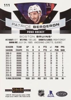 2019-20 O-Pee-Chee Platinum - Pond Hockey #111 Patrice Bergeron Back