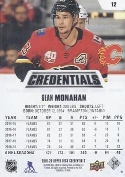 2019-20 Upper Deck Credentials - Red #12 Sean Monahan Back