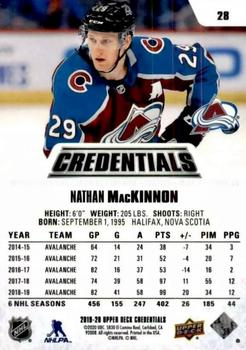 2019-20 Upper Deck Credentials - Green #28 Nathan MacKinnon Back