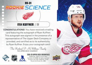 2019-20 Upper Deck Credentials - Rookie Science Autograph #RS-31 Ryan Kuffner Back