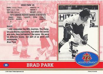 1991-92 Future Trends Canada ’72 - Gold Paint Autographs Swirl #95 Brad Park Back