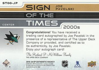2019-20 SP Authentic - Sign of the Times 2000s #ST00-JP Joe Pavelski Back