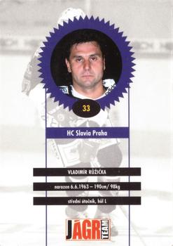 1999-00 Czech OFS - Jagr Team Embossed #33 Vladimir Ruzicka Back