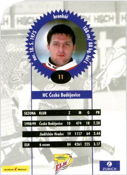 1999-00 Czech OFS - Goalie Die Cut Serie I #11 Michal Marik Back
