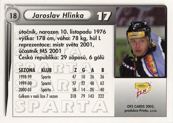 2001-02 Czech OFS #18 Jaroslav Hlinka Back