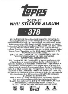 2020-21 Topps NHL Sticker Collection #378 Sidney Crosby Back