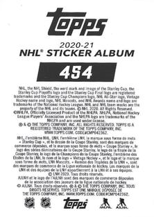 2020-21 Topps NHL Sticker Collection #454 Zach Hyman Back