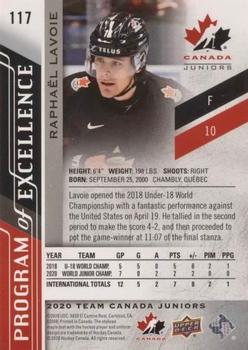 2020-21 Upper Deck Team Canada Juniors #117 Raphael Lavoie Back