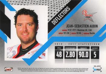 2011-12 Playercards (DEL) - Deflectors #DEL-DF03 Jean-Sebastien Aubin Back