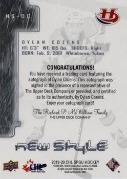 2019-20 SP Game Used CHL - 2000-01 New Style Tribute Blue Autographs #NS-DC Dylan Cozens Back
