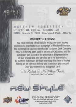 2019-20 SP Game Used CHL - 2000-01 New Style Tribute Red Jersey Autographs #NS-MR Matthew Robertson Back