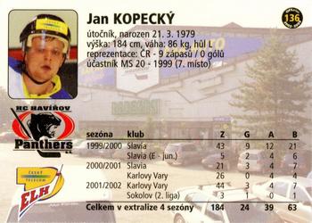 2002-03 OFS Plus (ELH) #136 Jan Kopecky Back