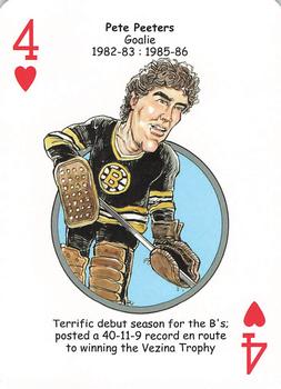 2013 Hero Decks Boston Bruins Hockey Heroes Playing Cards #4♥ Pete Peeters Front