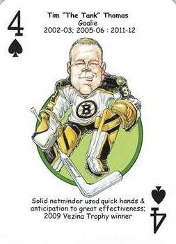 2013 Hero Decks Boston Bruins Hockey Heroes Playing Cards #4♠ Tim Thomas Front