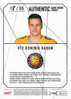 2019-20 Playercards (DEL) - Jersey Cards #JC15 Dominik Kahun Back