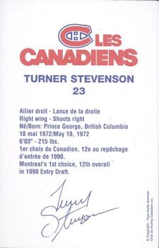 1996-97 Montreal Canadiens Postcards #NNO Turner Stevenson Back