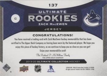 2019-20 Upper Deck Ultimate Collection - Ultimate Rookies Jersey #137 Zack MacEwen Back