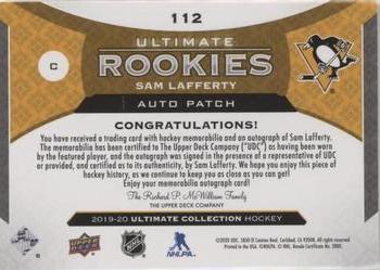2019-20 Upper Deck Ultimate Collection - Ultimate Rookies Auto Patch #112 Sam Lafferty Back