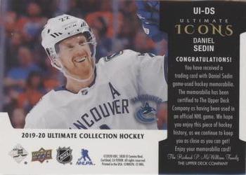 2019-20 Upper Deck Ultimate Collection - Ultimate Icons Copper Patch #UI-DS Daniel Sedin Back