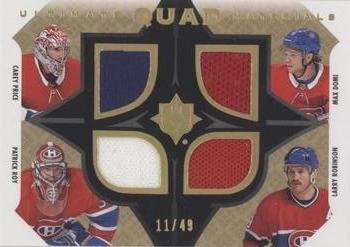 2019-20 Upper Deck Ultimate Collection - Ultimate Quad Materials #UQM-CMPL Carey Price / Patrick Roy / Max Domi / Larry Robinson Front