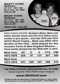 2010 WHA Hall of Fame #08 Marty Howe / Mark Howe Back