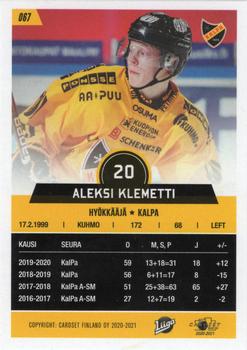2020-21 Cardset Finland #067 Aleksi Klemetti Back