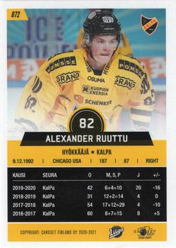 2020-21 Cardset Finland #072 Alexander Ruuttu Back